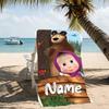 Customizable personalized beach towels Masha and the Bear themed designs.Suitable for the beach, yoga, sports;ideal as beach accessories