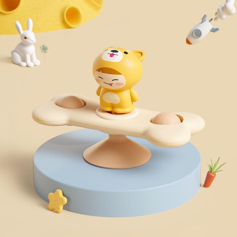 Rocket Spin Top Baby Soothing Toy with 3D Cartoon Design for Dining and Bath