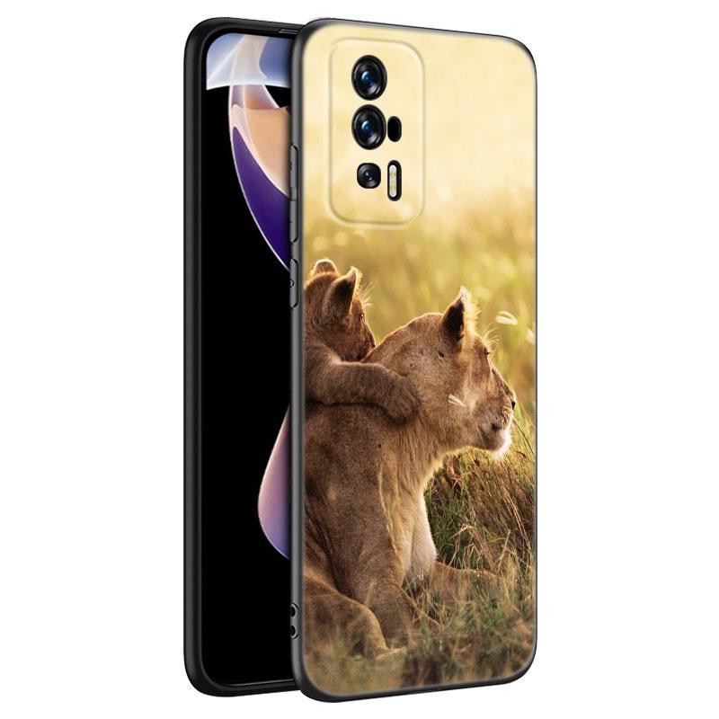 Animal Lion Black Silicone Phone Case For Xiaomi Redmi 7A 8A 9A 10A 11A 9C 10C 12C 13C 11 Prime A1 A2 Plus 12 4G Note 9T 12R