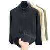 Men's Plus Size Trendy Autumn/Winter Long Sleeve Semi-High Neck Velvet T-Shirt - New 2025 Style for Middle-Aged and Young Adults