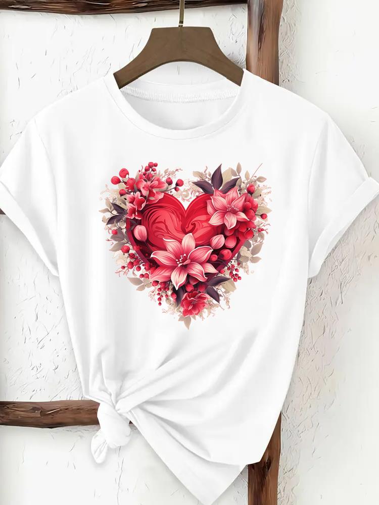 (Asian Size) Watercolor Flower Floral Women Clothing T Shirt Woman Print Tee Top Fashion Female Short Sleeve Graphic T-shirts