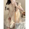 Summer Lolita Kawaii Mini Dress Women Flying Sleeve Japanese Sweet Cute Dress Female Korean Style Ruched Fairy Dress 2026 New