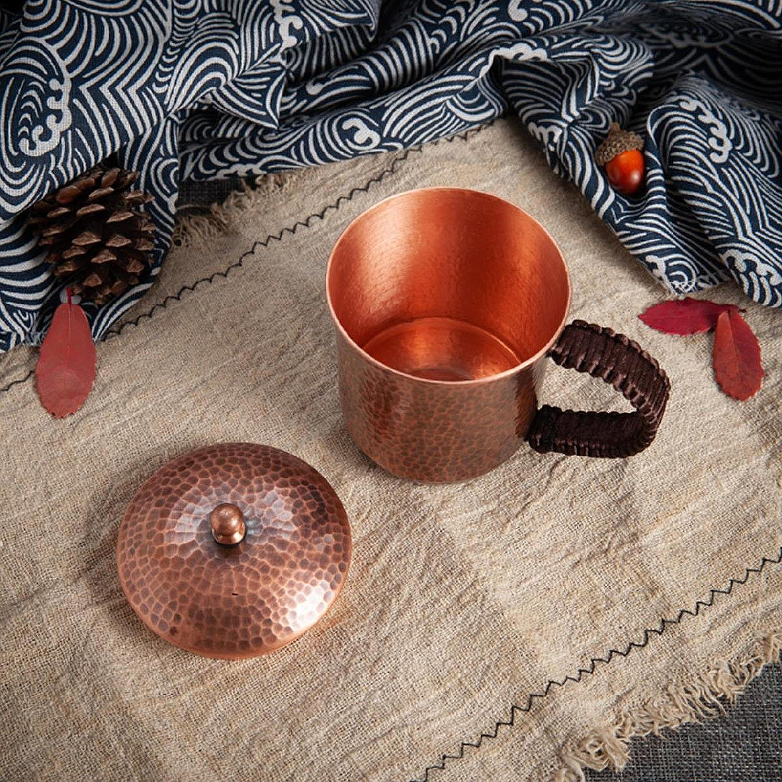 

Медная кружка с кованой ручкой для кофе и чая, стакан для воды Masrapa ручной работы для кафе 350ml A