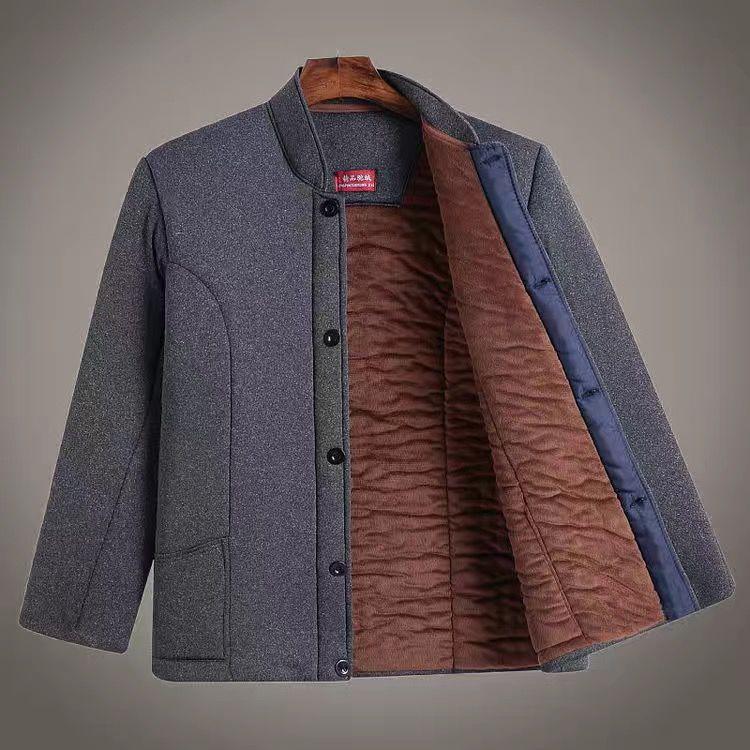 Men's Winter Warm Set: Cotton-Padded Jacket and Pants for Seniors – Fleece-Lined, Camel Down, Ideal for Dad or Grandpa.