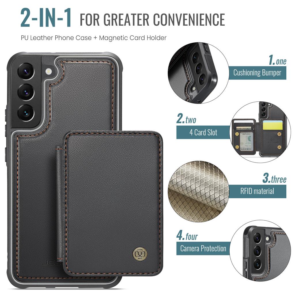For Samsung Galaxy S22 5G Case Leather Mobile Cover with Detachable Magnetic Card Bag