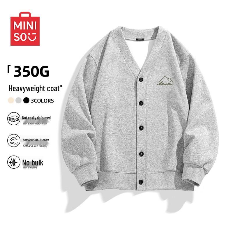 MINISO Men's Oversized V-Neck Cardigan Sweatshirt