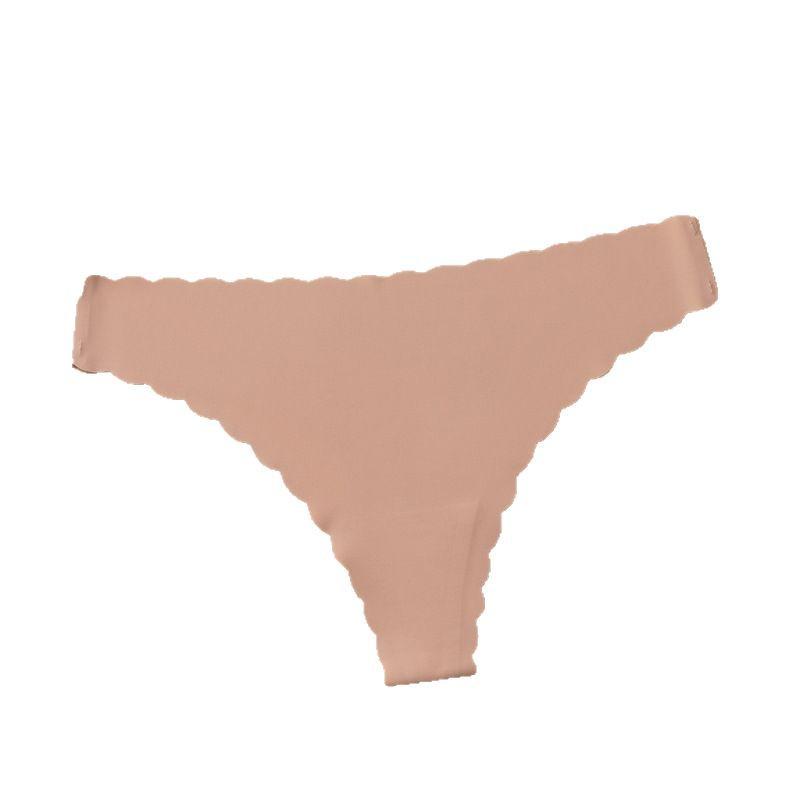 Women's Ice Silk Low-Waist Seamless Panties with Pure Cotton Crotch - Sexy European & American Plus Size Triangle Design