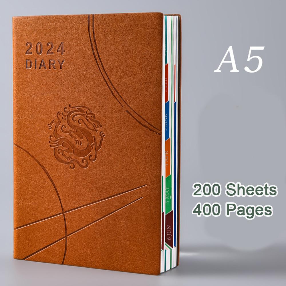 (Logo Can Be Engraved) A5 Leather Business Schedule, 365-day Daily Planner, Study Plan, Time Management Manual, Ledger, Notepad