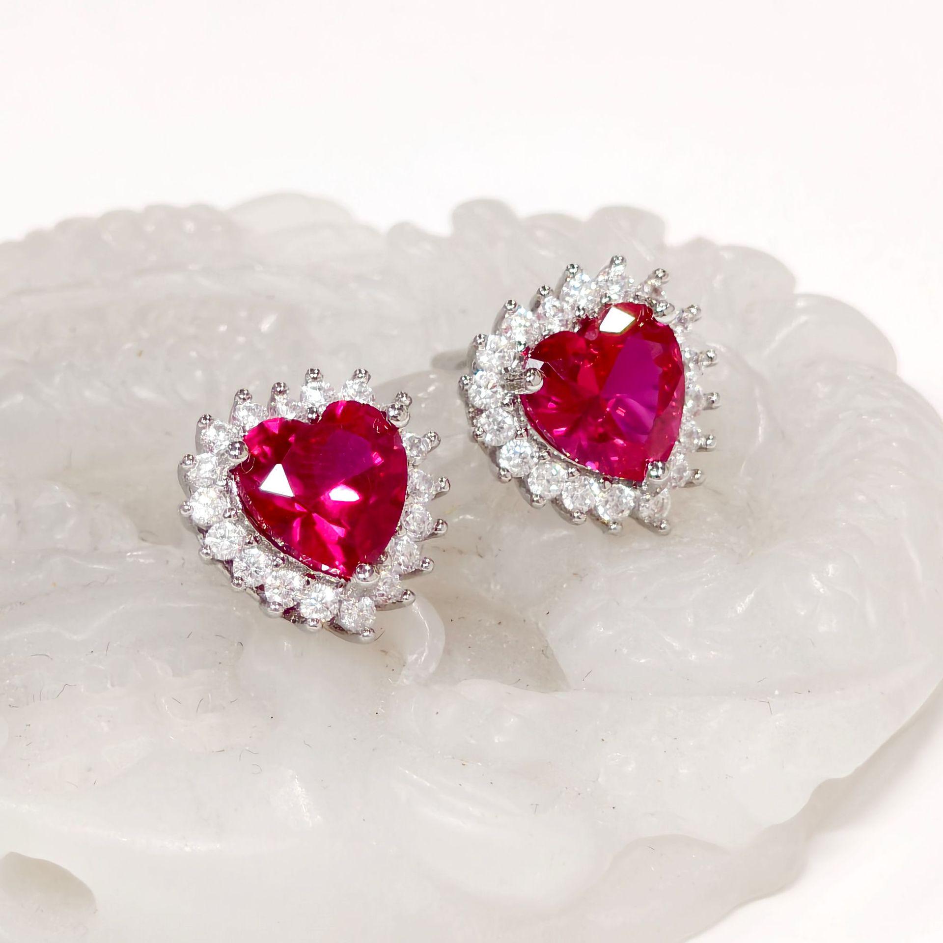 Gessen Jewelry Multicolor Zirconia Heart Stud Earrings - Elegant & Versatile