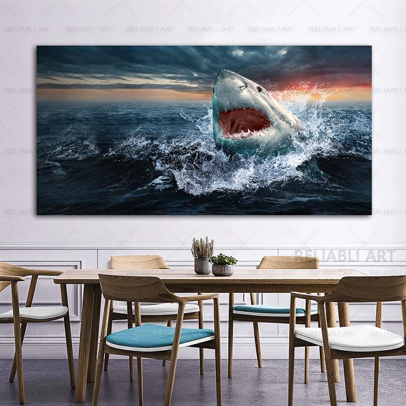 Shark Sea Animal Posters Wall Art Pictures for Living Room Modern Canvas Prints Cuadros Home Decorative Painting NO FRAME