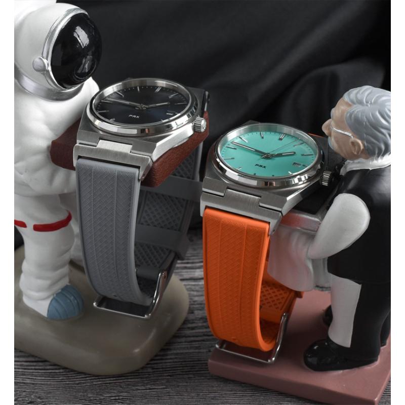 Fluoro Rubber Strap for Tissot PRX Powermatic 40mm Stainless Steel Buckle Men FKM Sport Waterproof Quick Release Watch Band 12mm