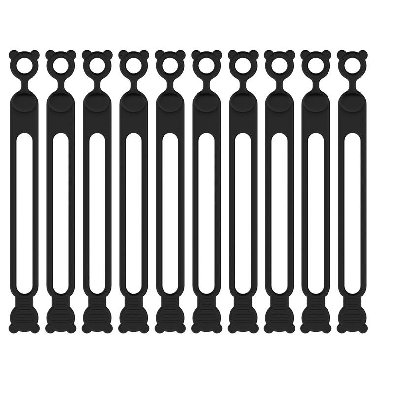 10pcs Silicone Cable Ties Self-Locking Cable Holder Colorful Flexible Cable Winder Wire Organizer For TV Charging Cable Storage