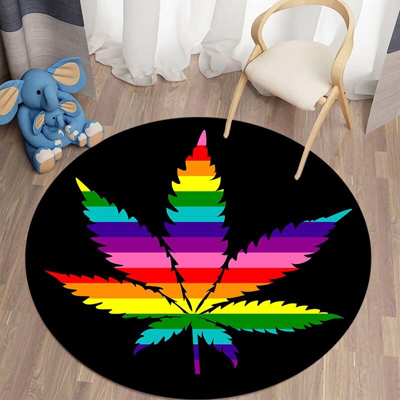 Black Cat Kawaii HD Printed Round Carpet for Living Room Rugs Camping Picnic Mats Flannel Anti-Slip Rug Yoga Mat Stranger Things