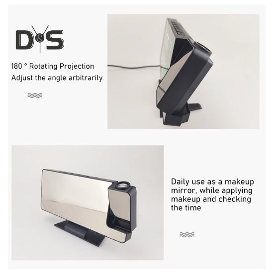 LED-Digitalwecker, großer Bildschirm, Mehrzweck-Projektor-Deckenuhr im 12/24-Stunden-Format mit Zeit-/Temperaturanzeige