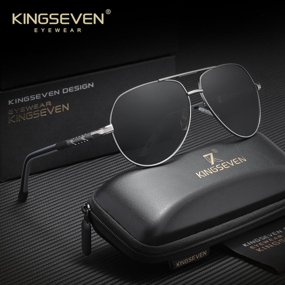 KINGSEVEN Classical Pilot Sunglasses Men Women Fashion Vintage Outdoor Travel Anti-Glare Polarized UV400 Summer Male Eyeglasses
