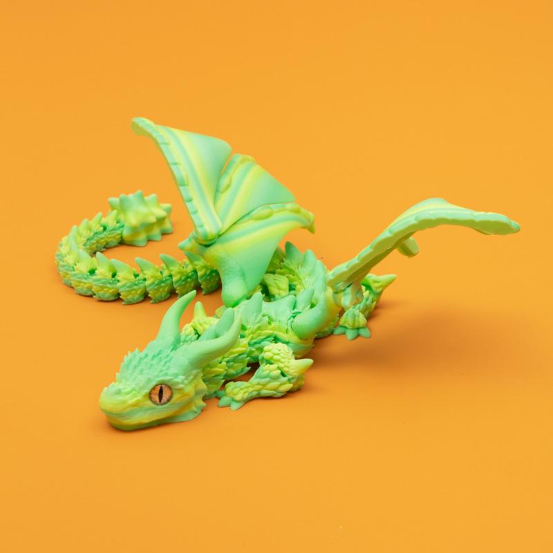 3D Printed Winged Carriage Dragon Figurine With Random Eyes Art Deco Resin Dragon Sculpture, Tabletop Animal Theme Deco 1PC 2025