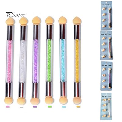 Puntos Nail Art Portable Washable Double Head Sponge Smudge Pen Painting Dotting Tool