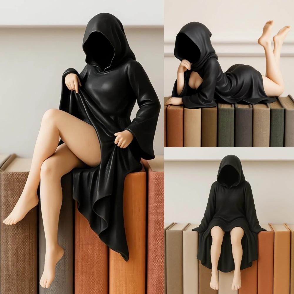 Beautiful Halloween Girl Anime figure Gothic Black Robed Girl figure Mysterious Statue Queen Figurine Ornament Ghost Sculpture Boy gift