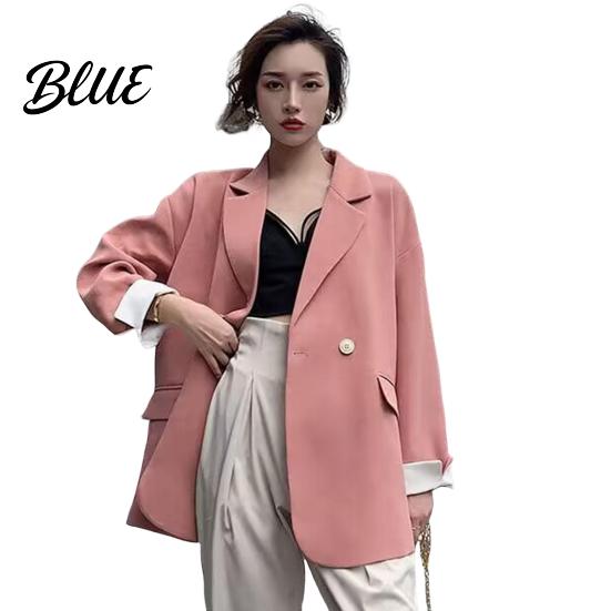 Women Suit Coat Lapel Long Sleeve Single Breasted Jacket with Pockets Solid Color Loose Fit Leisure Outwear Business Casual For