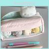 Girls Pink Canvas Pen Organizer With Multiple Layers And High Capacity For Stationery Storage