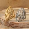 Geometrischer Spiral-Linien-Offenring aus Edelstahl für Damen Herren Boho Überzogener Verstellbarer Ovaler Großer Ring Feiertagsschmuck Geschenke