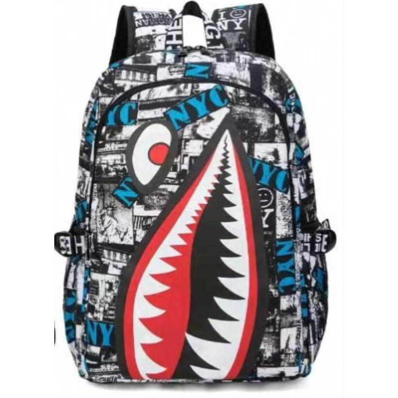 Specially Designed for Elementary School and Children's Backpacks with Shark Personalized Pattern Printing, Large Capacity Lightweight Backpacks