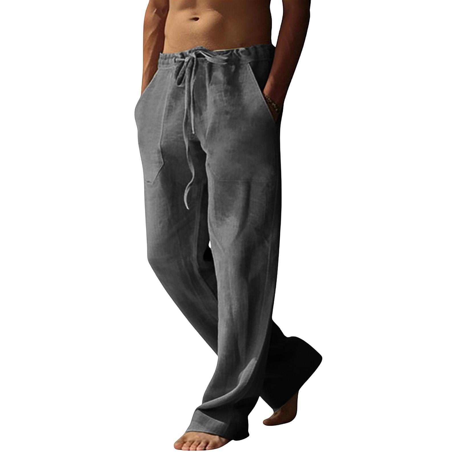 Мужские хлопково-льняные брюки Мужские повседневные модные хлопково-льняные брюки M