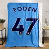 Blue background with "FODEN" and large navy "47" outlined in white. for all seasons blanket lunch break throw gift