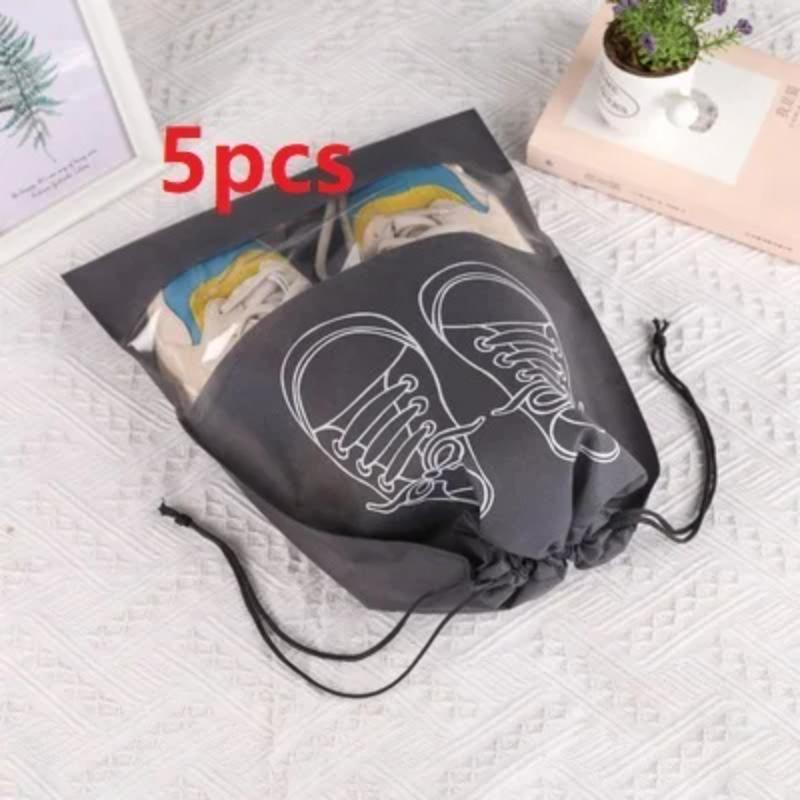 5pcs Shoes Storage Bag Portable Organizer Travel Shoes Bag Transparent Drawstring Shoe Clothes Dustproof Bags Waterproof Pocket