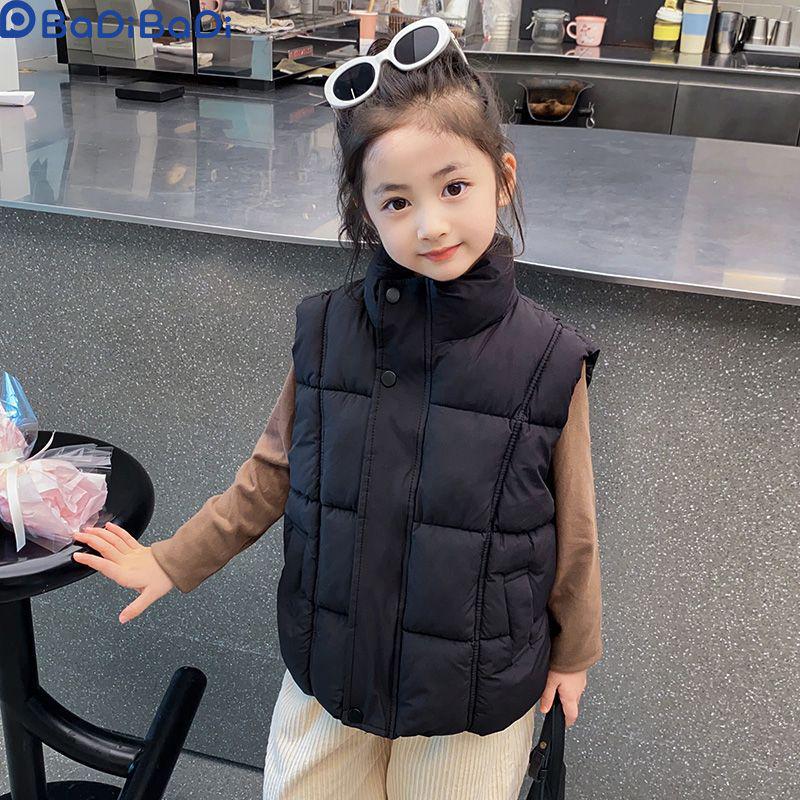 

Детский стильный теплый хлопковый жилет на осень/зиму - безрукавная куртка для девочек и мальчиков 130 (Height 120-130 cm) чёрный