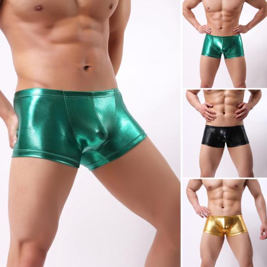Men Boxers U Convex Breathable Solid Color Smooth Surface Slim Fit Anti-septic Mid Waist Elastic Men Underpants for Daily Wear