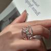 925 Sterling Silver Rings For Women Geometric Fine Jewelry Finger Adjustable Interline Cross Ring For Party Birthday Gift