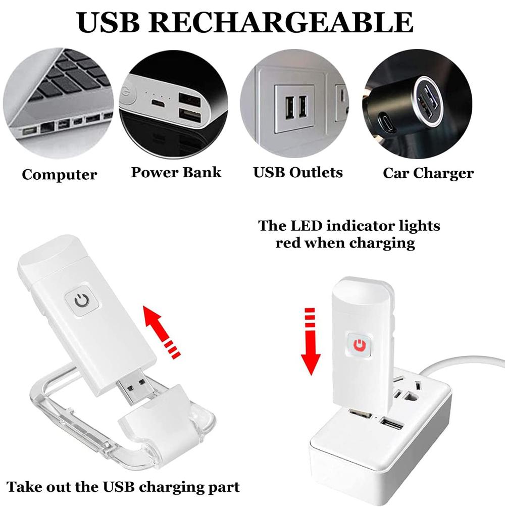 New LED Clip USB Rechargeable Book Reading Light Brightness Adjustable Eye Care Book Lamp Light Portable Bookmark Read Light