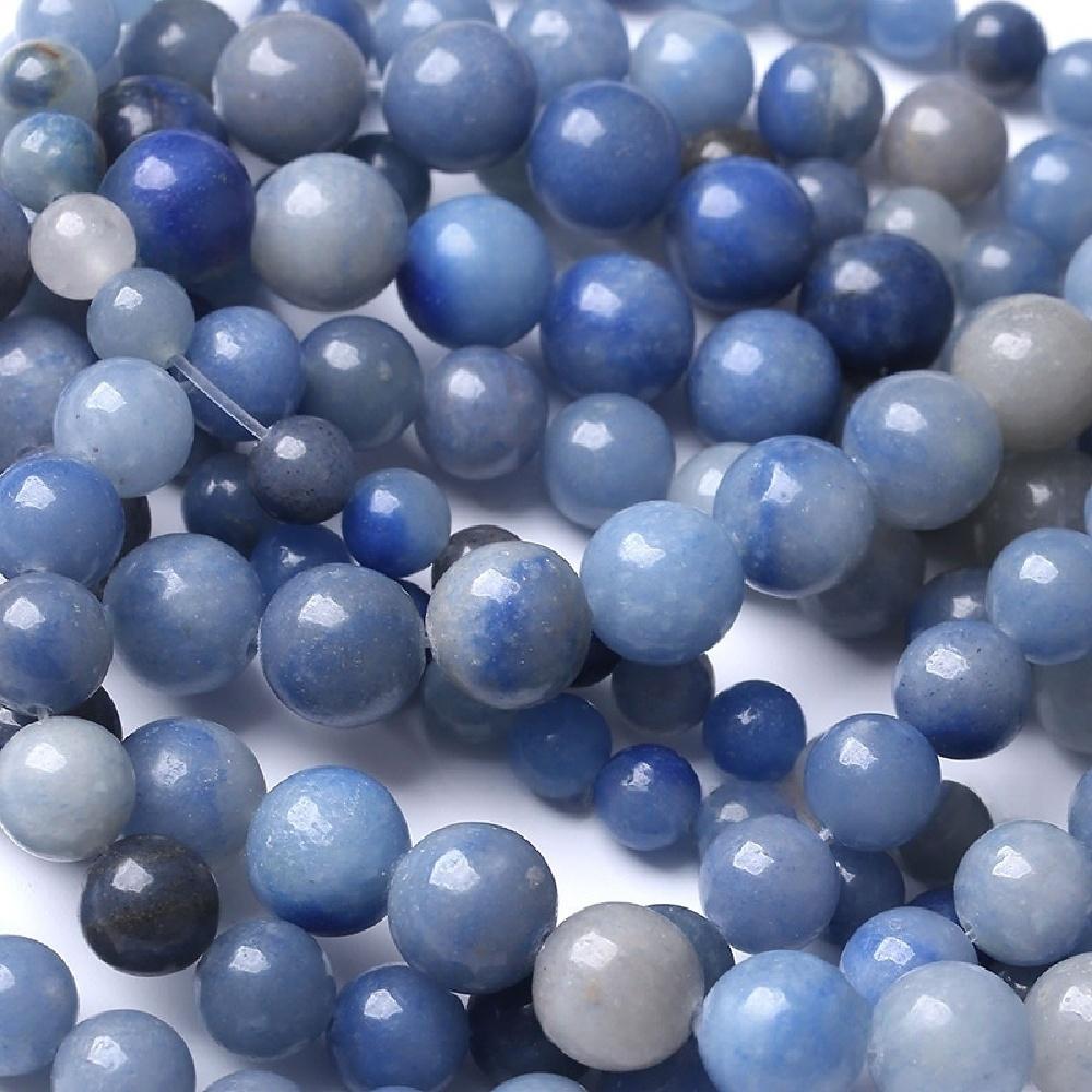 Blue Aventurine Stone Natural Round Beads 15"Strand Smooth Loose Spacer Beads 4/6/8/10/12mm for Jewelry Making DIY Bracelets Accessories