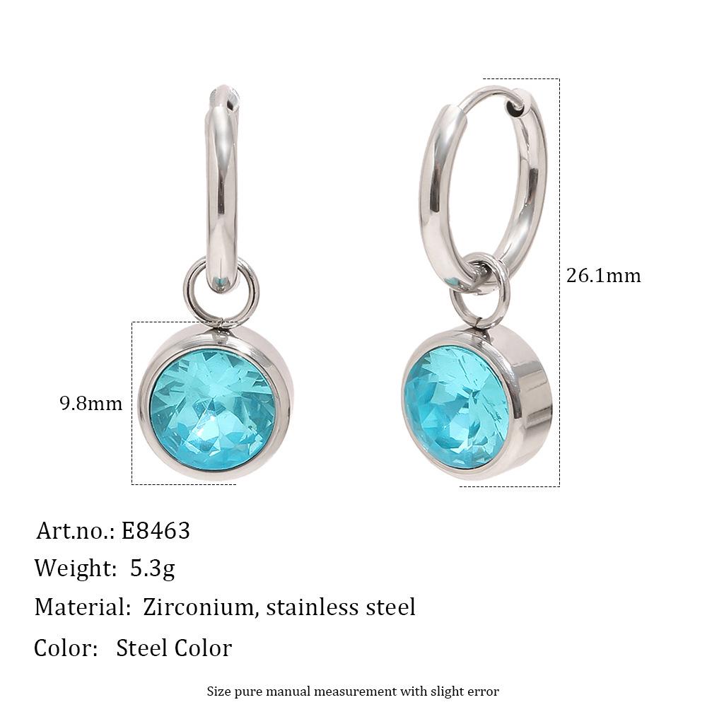 Exquisite 18K Gold-Plated French Earrings with Colorful Round Diamonds