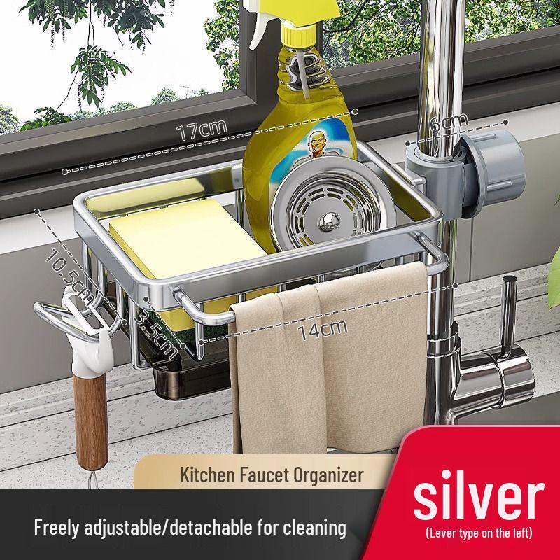 Universal Above-Faucet Dish & Storage Rack with Steel Wool Holder