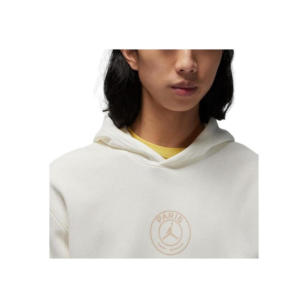 Jordan X PSG Collaboration SS24 Paris Saint-Germain Solid Color Hooded Fleece Sweatshirt Men Sweatshirt Sail-White FN5327133