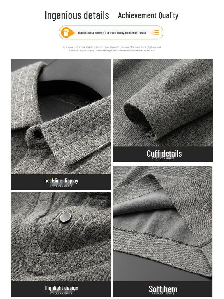 Fat Brother 2025 Men's Faux Two-Piece Long Sleeve Warm Sweater, Plus Size Loose Knitwear for Autumn/Winter