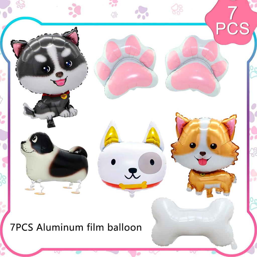 Dog Balloons, 7 Pcs Dog Birthday Balloons Decorations Set - Puppy Balloons, Paw Balloons Dog Bone Balloon for Birthday Party Decorations