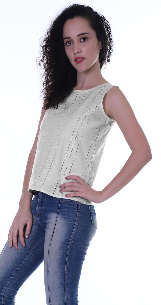 Moomaya Top Dama Uni Fără Mâneci Bluză Schiffli Topuri Tunică Casual de Vară