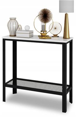 Screw-Together Console with Mesh Shelf Loft Hallway Black+White Gloss