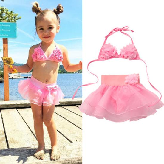 

Дети Baby Girl Розовый цветок Купальники Купальный костюм