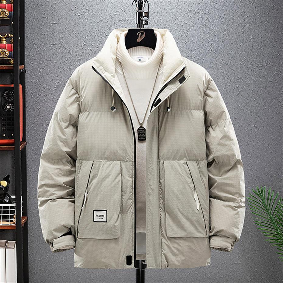 Winter Parkas Men Plus Size Thick Padded Jacket Coat Fashion Casual Cargo Plaid Parkas Male Big