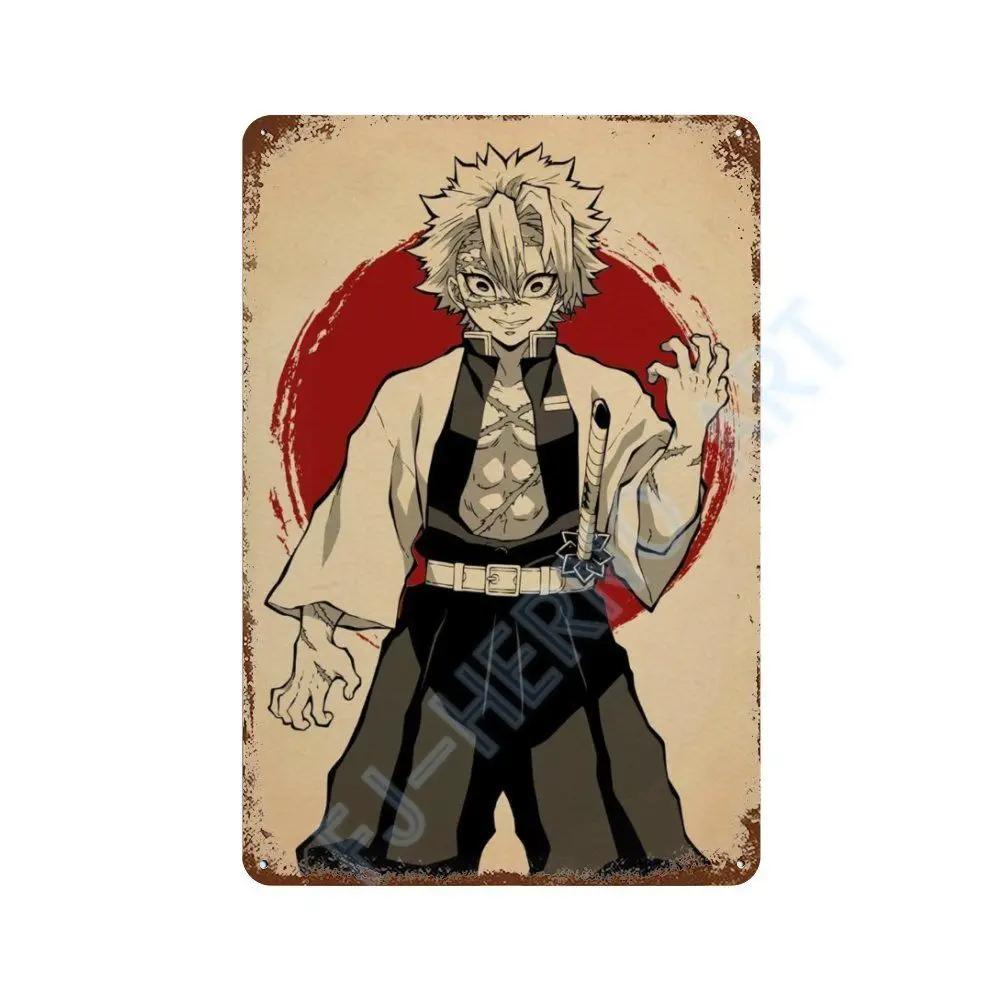 Japan Retro Anime Demon Slayer My Hero Academia Jujutsu Kaisen Metal Tin Sign Plaque Wall Art Home Kids Room Decorative Plates