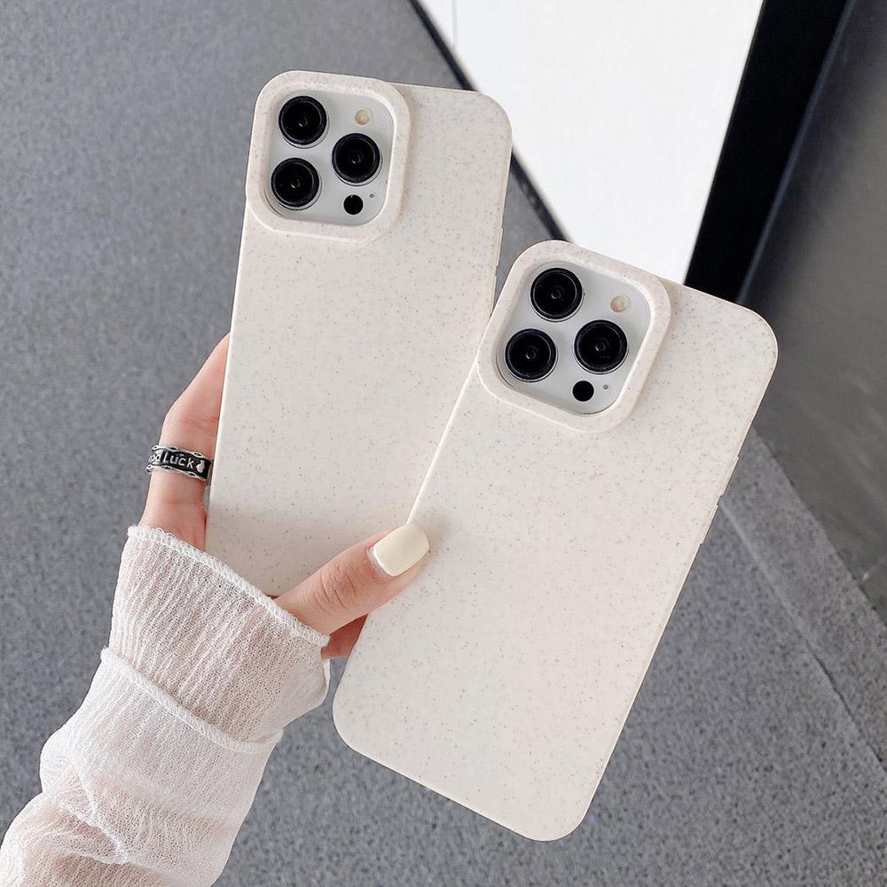 Eco Biodegradable Wheat Straw Soft Silicone Case For iPhone 11 12 13 14 Pro Max 7 8 14 Plus XR XS Max SE Shockproof Cover