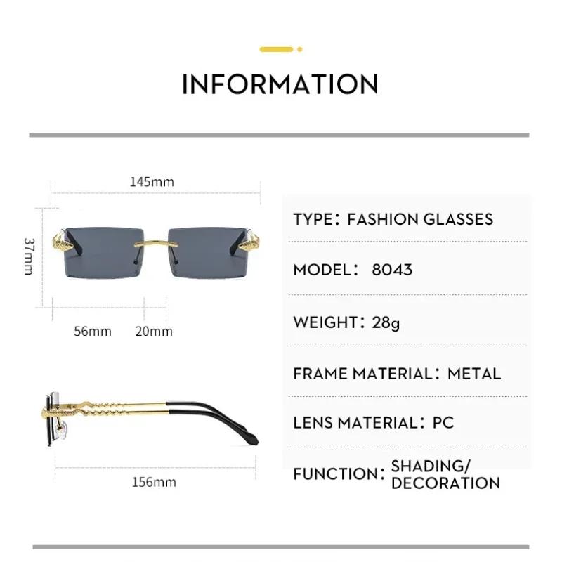 New Trendy Rectangular Sunglasses Men Fashion Vintage Twisted Snake Leg Gradient Shades Women Luxury Brand Design Sun Eyewear