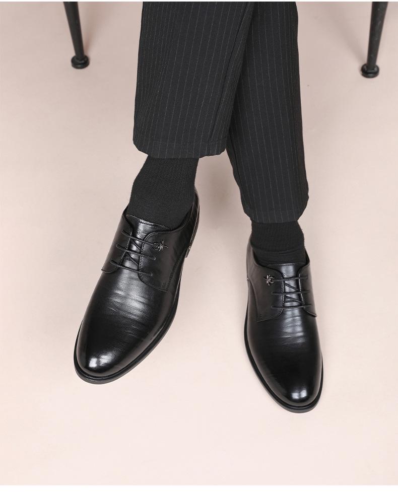 Red Dragonfly Men's Genuine Leather Business Formal Shoes - Comfortable Autumn/Winter Wedding Cowhide Shoes