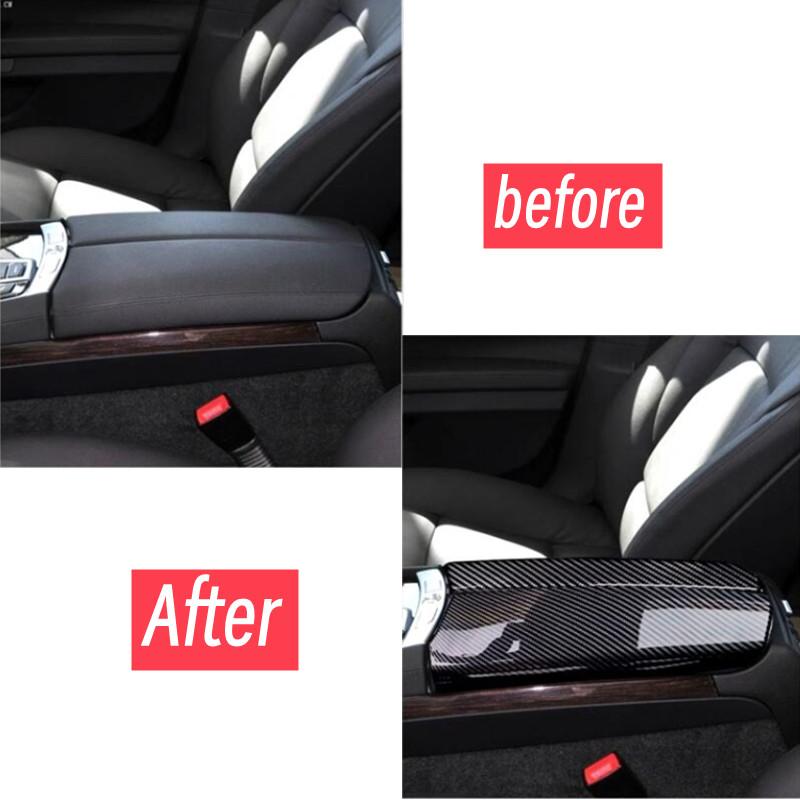 For BMW 7 Series F01 F02 2009-2014 Carbon Fiber Style Car Styling Center Control Armrest Box Protector Cover Trim