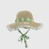 With Garland Big Brimmed Straw Hat Lightweight Woven Sun Cap Elegant Vacation Beach Cap  Carnival