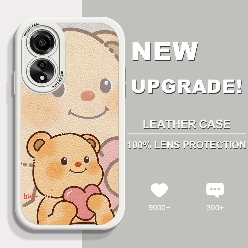 

Мягкий защитный чехол из искусственной кожи с изображением медведя для OPPO A16 A16s A36 A96 A78 A98 Realme C30 C33 C35 Reno 8 Pro 8T OnePlus OPPO F11 белый